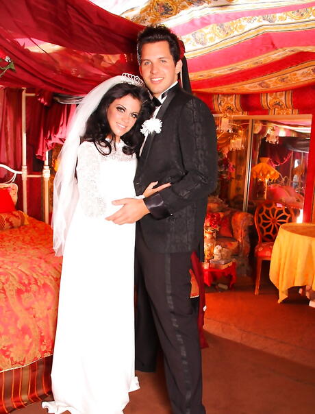 Stunning american brunette Andy San Dimas in sexy stockings in sex scene 